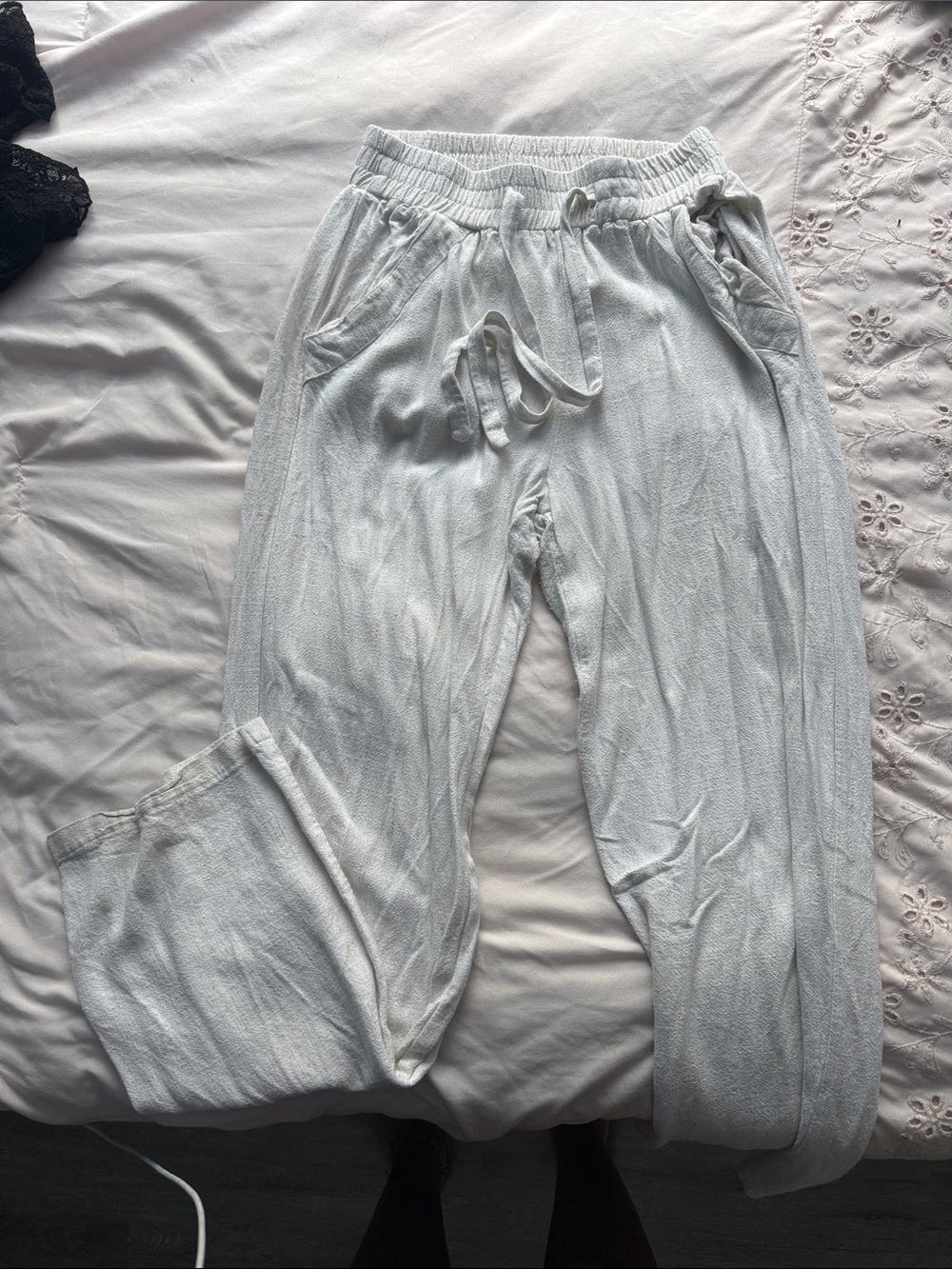 Sienna Sky Light Gray Straight Leg Drawstring Pants